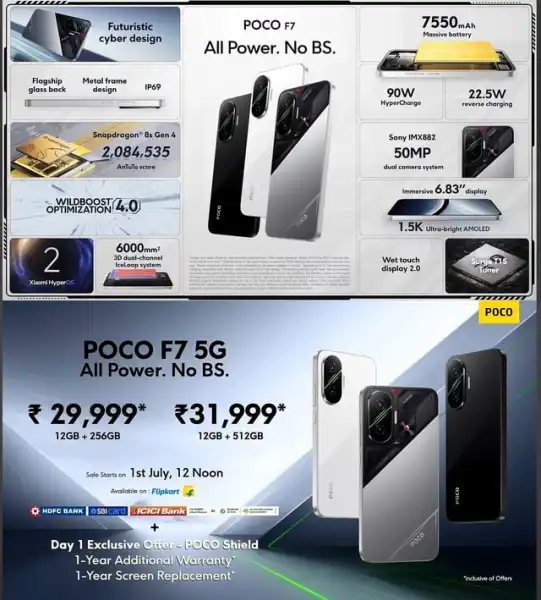 Poco F7: 6.6" 5G AMOLED Dual SIM Smartphone