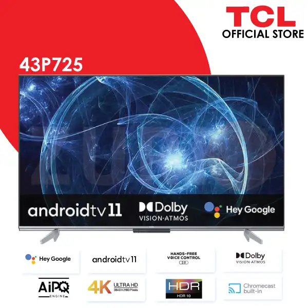 TCL 43" 4K Google TV - P725 Frameless Smart UHD